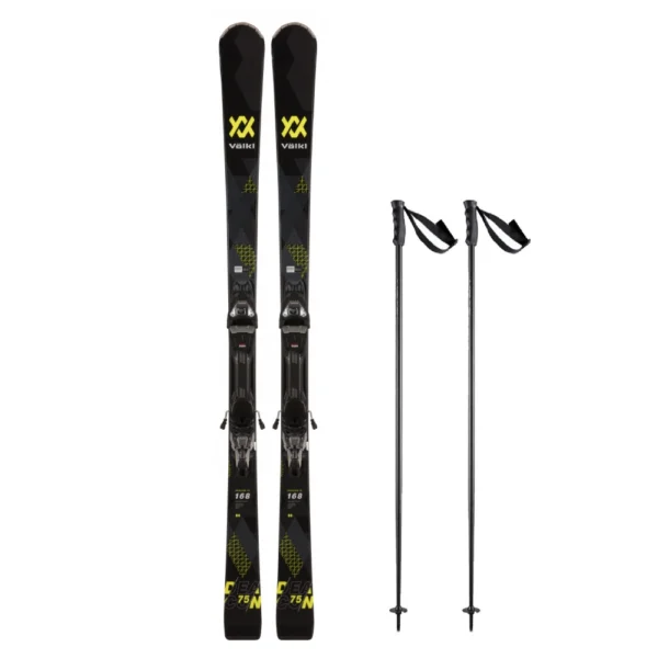 ski and poles